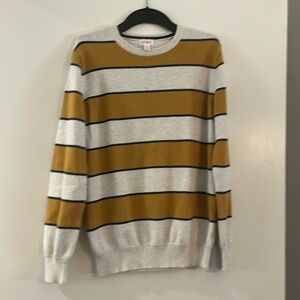 Youth XL/16 yellow white and black striped sweater